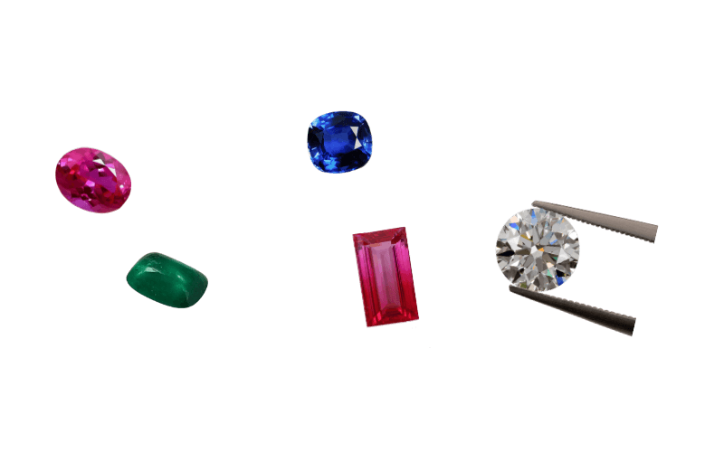 loose gemstones for jewelry repair, including diamond, emerald, sapphire, and ruby replacements