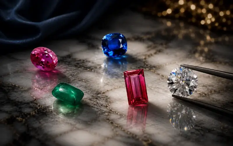 loose gemstones for jewelry repair, including diamond, emerald, sapphire, and ruby replacements